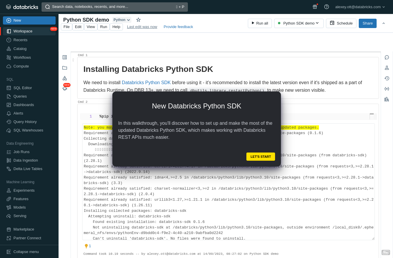 Python SDK demo - Databricks