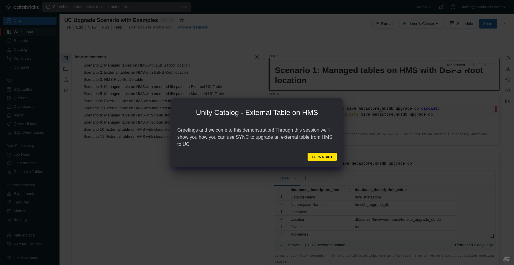 a how-to guide on uc functions with agents in data -... UC Upgrade Scenario with Examples - Databricks
